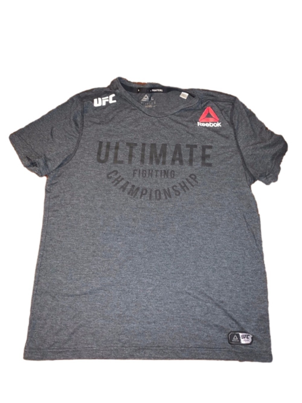 Men's Reebok UFC Ultimate Fighting Championship Gray Black Tee L